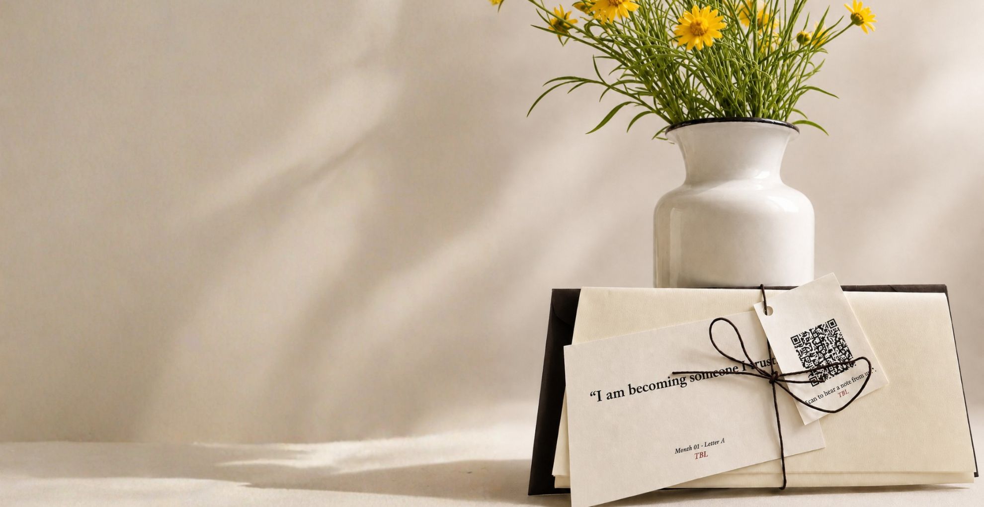 The Brown Letters — linen paper, espresso twine, flowers